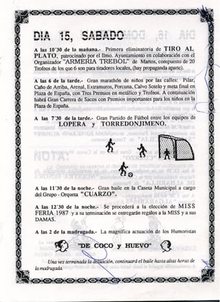 LIBRO FERIA Y FIESTAS HIGUERA DE CALATRAVA 1987