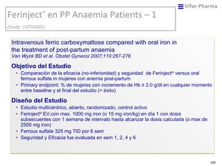 Ferinject ®  en  PP  Anaemia  Patients – 1   (Study: 1VIT03001) <ul><li>Intravenous ferric carboxymaltose compared with or...