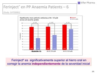 Ferinject ®  en  PP  Anaemia  Patients – 6   (Study: 1VIT03001) Ferinject ®  es  significativamente superior al hierro ora...