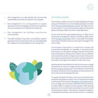 05
•	 Risk management can help identify and communicate
sustainability issues that are specific to the company. 	
•	 Risk ...