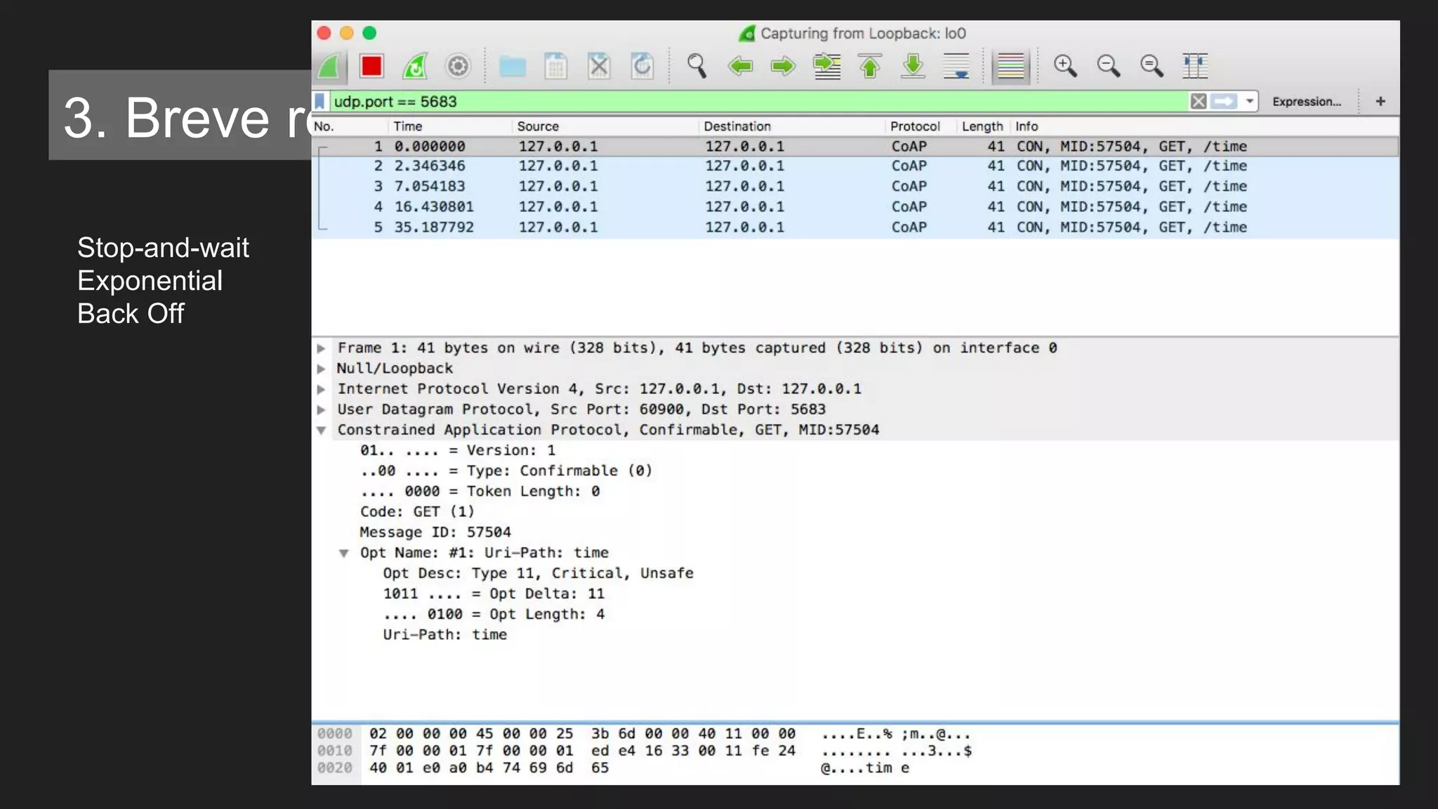 3. Breve revisão de protocolos de comunicação
Stop-and-wait
Exponential
Back Off
 