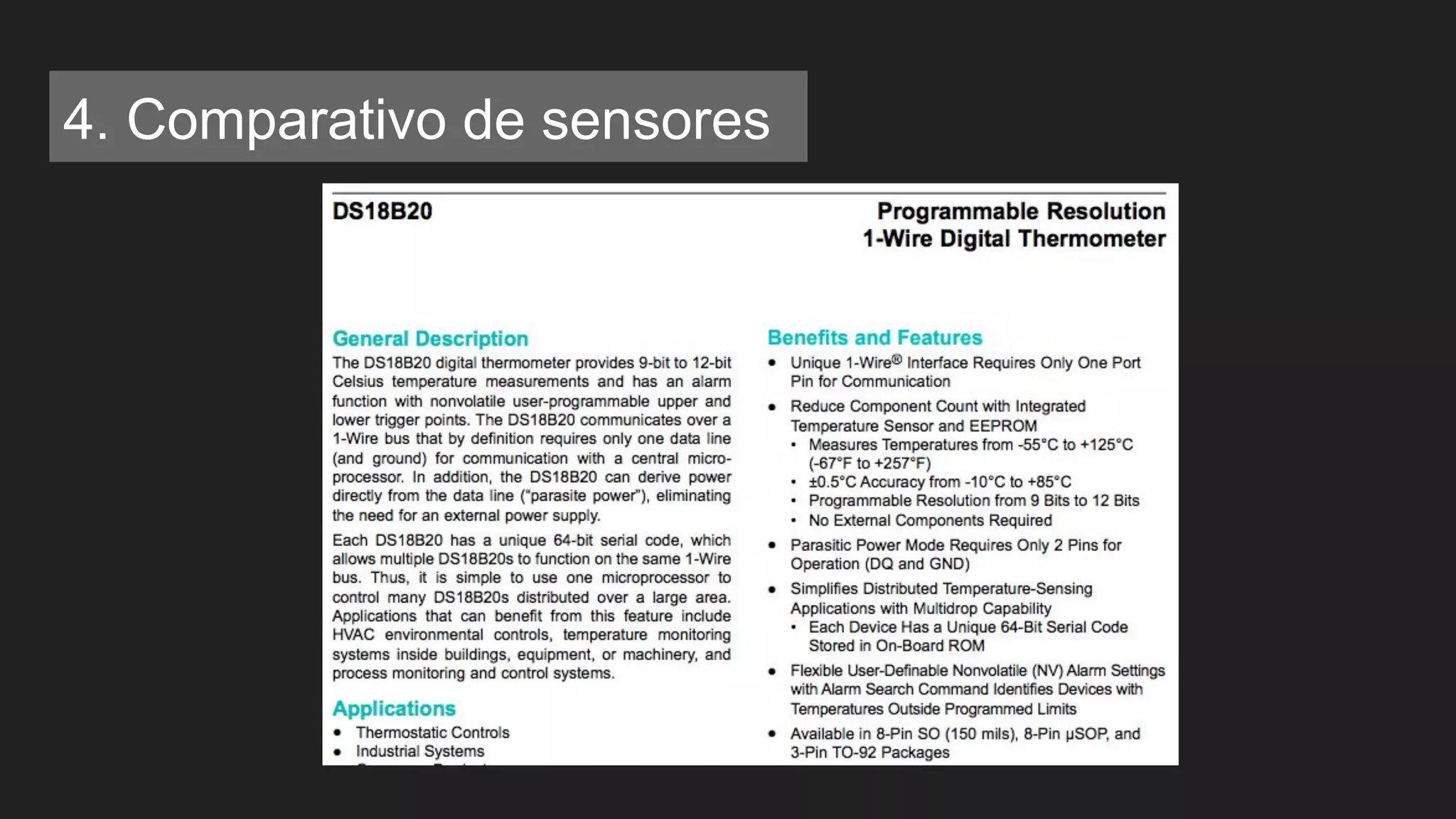 4. Comparativo de sensores
 