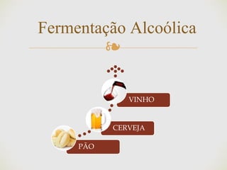 ❧
PÃO
CERVEJA
VINHO
Fermentação Alcoólica
 