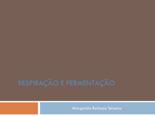 Margarida Barbosa Teixeira RESPIRAÇÃO E FERMENTAÇÃO 