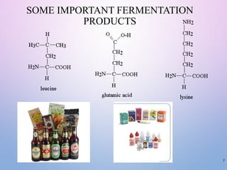 SOME IMPORTANT FERMENTATION
PRODUCTS
7
 