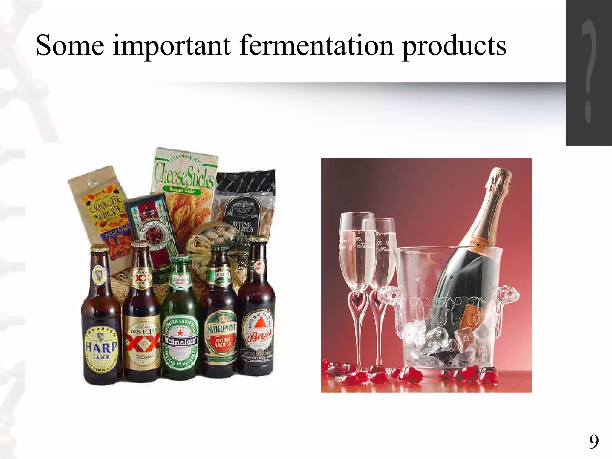 9
Some important fermentation products
 