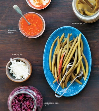 JICAMA, page 187
PEPPER PASTE,
page 213
DILLY BEANS, page 117
RADICCHIO-GARLIC KRAUT,
page 218
 
