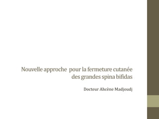Nouvelle approche pour la fermeture cutanée
                   des grandes spina bifidas
                        Docteur Ahcène Madjoudj
 