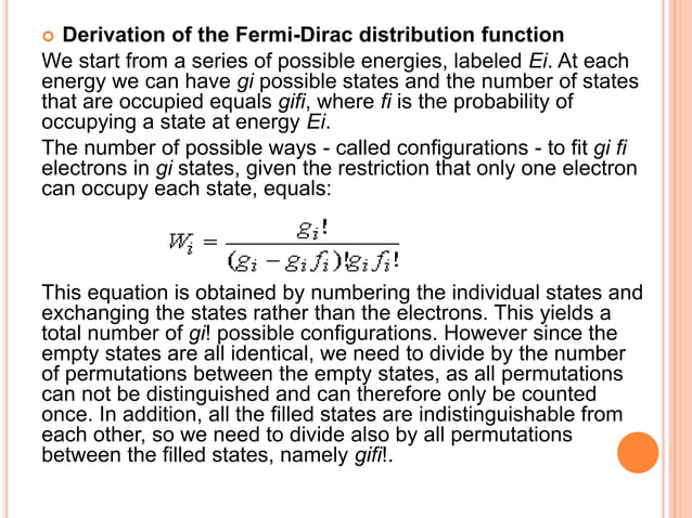 Fermi dirac basic part 1 | PPTX | Physics | Science