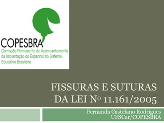 FISSURAS E SUTURAS DA LEI N O  11.161/2005 Fernanda Castelano Rodrigues UFSCar/COPESBRA 