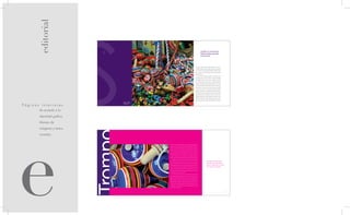 editorial




                            S
                                  .                                                                                                                  ¿Quién no conoce los
                                                                                                                                                     tradicionales juguetes
                                                                                                                                                     mexicanos?




                                                                                                                                      La historia del juguete mexicano, pertenece también a la historia de la

                                                                                                                                      humanidad. El juego más antiguo conocido en nuestro país es el de pelota,

                                                                                                                                      como lo revelan los descubrimientos arqueológicos de figuritas de barro

                                                                                                                                      con una pelota en la mano. Estas piezas datan del llamado preclásico

                                                                                                                                      medio (1300- 800 a. C.).

                                                                                                                                         Con la Conquista y la aparición del Virreinato, se comenzaron a impor-

                                                                                                                                      tar juguetes europeos bajo otros conceptos, en general más apegados

                                                                                                                                      a la percepción actual que tenemos de ellos, y alejándose poco a poco

                                                                                                                                      de los preceptos rituales que dieron origen a los juguetes prehispánicos.

                                                                                                                                      Trastecitos y muñecas de porcelana importadas invadieron con su colorido

                                                                                                                                      y forma a la Nueva España, lo que obligó a desarrollar una versión propia

                                                                                                                                      del juguete hecho en México bajo esas modas, por ejemplo las muñecas

                                                                                                                                      en cartón y cera que imitaron a las extranjeras, coloreando sus chapeadas

                                                                                                                                      mejillas y siendo “vestidas” con ropa pintada sobre el torso y adornadas con

                                                                                                                                      diamantina, en lugar de los vestidos de seda que lucían las lujosas muñecas

                                                                                                                                      traídas del lejano Oriente. Otros juguetes se hicieron con nuevas formas y

                                                                                                                                      materiales: juguetes de barro, madera, hojalata, trapo, cartón, palma, vidrio,

                                                                                                                                      hueso y otros materiales, con formas y decorados europeos que, sin em-

                                                                                                                                      bargo, fueron adquiriendo un carácter popular, alejándose de sus orígenes.

                             16       Puesto de juguetes
                                      mexicanos dentro del




Páginas interiores
                                      mercado de la plaza de
                                      las Tres Culturas.




       de acuerdo a la

       identidad gráfica.

       Manejo de




e
       imágenes y textos
                            Trompo
       cortados.


                                                               El trompo es un juguete muy antiguo y que fue permaneciendo vigente a

                                                               través del tiempo. Se han hallado trompos pertenecientes a la civilización

                                                               romana, y también en Tebas. También hay diversos ejemplares de trompos

                                                               americanos, en México, en Argentina, que dan testimonio de su permanen-

                                                               cia en el tiempo. El trompo está realizado con una pieza de madera dura

                                                               en forma cónica (de pera) con una punta de metal (pico, púa o rejón) sobre

                                                               el que se lo hace girar. En la parte superior tiene una especie de cilindro

                                                               chato o sombrerito, llamado espiga, que sirve de apoyo para enrollar el hilo.

                                                                  Para lograr que el trompo gire, se enrolla un piolín o cordel desde la púa

                                                               hacia la espiga, y luego se lo lanza al trompo al suelo con un movimiento                               “Para bailar me pongo la capa.
                                                               brusco, sosteniendo el piolín desde el cabo que quedó sobre la espiga. Así                              Para bailar me la vuelvo a sacar,
                                                               se desenrosca al llegar al suelo, y comienza un movimiento giratorio sobre la                           porque no puedo bailar con la capa
                                                               púa, con un ritmo y duración que varían según el tipo de trompo, el impulso                             y sin la capa no puedo bailar”.
                                                               que se le haya dado, y la superficie sobre la que está “bailando”. Luego

                                                               comienza a inclinarse hacia los costados, hasta que pierde su movimiento,

                                                               y se expresa que el trompo está “muerto”.

                                                                  Hay muchas formas de jugar. Hay quienes realizan el juego en forma

                                                               grupal, lanzando varios trompos en la “troya” que es el nombre con que se

                                                               designa al círculo donde bailarán los trompos, y de donde no deben salir. A

                                                               veces se juega a ir chocando y dejando fuera de juego los trompos rivales.

                                                               Según las reglas del juego que se establezcan, puede un jugador, lograr que

                                                               el trompo de su compañero salga de la troya, o dejarlo muerto de un golpe,

                                                               y quedarse así con la pieza ganada. Pero cada grupo establecerá con qué

                                                               reglas de juego se manejarán.




                                                                                                                                                                                                           Trompos.    4
 