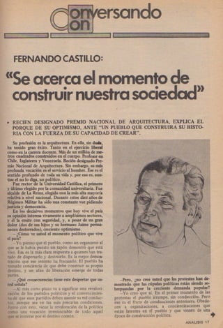 Fernando Castillo: "Se acerca el momento de construir nuestra sociedad"