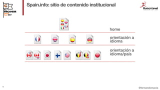 @fernandomacia
Spain.info: sitio de contenido institucional
30
orientación a
idioma
home
orientación a
idioma/país
 