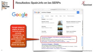 @fernandomacia
Resultados: Spain.info en las SERPs
43
France
Google indexa la
página de inicio
correcta para la
correcta
c...