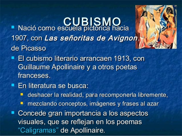 CUBISMOCUBISMOï® Nació como escuela pictórica haciaNació como escuela pictórica hacia
1907, con1907, con Las señoritas de A...