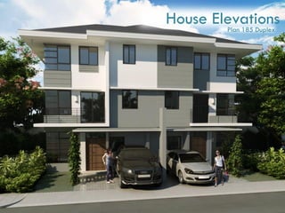 * FOR INTERNAL SALES TRAINING ONLY, CAN BE SUBJECT TO CHANGE WITHOUT PRIOR NOTICE
House ElevationsPlan 185 Duplex
 
