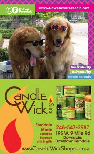 www.DowntownFerndale.com




                Walkability
                 Bikeability
             Entertaining-the-Dogability
 