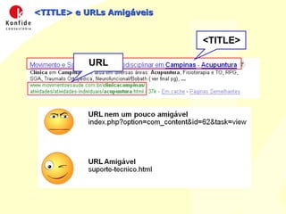 <TITLE> e URLs Amigáveis <TITLE> URL 