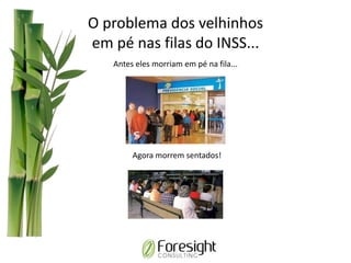 O problema dos velhinhos
em pé nas filas do INSS...
Antes eles morriam em pé na fila...
Agora morrem sentados!
 