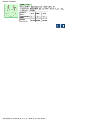 Bricoficha : Construção

DIÂMETROS :
Os diâmetros dos algerozes e dos tubos de
escoamento dependem da superfície a servir, ou seja,
da área do telhado.

http://www.aki.pt/fiches/02/06/bfe_pt_02_06_1.htm (2 de 2)8/3/2006 06:58:07

 