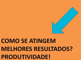 COMO SE ATINGEM MELHORES RESULTADOS? PRODUTIVIDADE!  