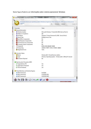 Neste Figura Podemis ver informações sobre sistema operacional Windows
 