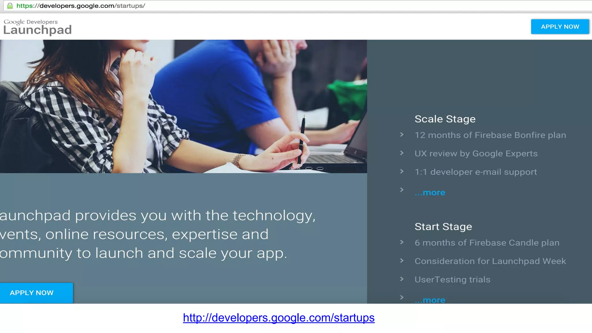 http://developers.google.com/startups