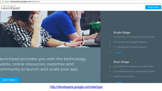 http://developers.google.com/startups
 