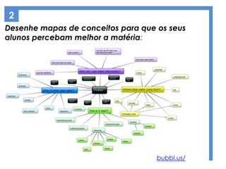 Desenhe mapas de conceitos para que os seus
alunos percebam melhor a matéria:
bubbl.us/
2
 