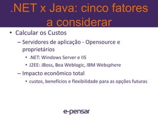 Enterprise PortalsEnterprise PortalsIntegração de informações, pessoas e processos. Fornece um ponto de acesso seguro unificadoInterface de usuário baseado na WebProjetado para agregar e personalizar as informações por meio de aplicativo específico (portlets).Principais FornecedoresInternacional: IBM Websphere Portal, BeaWeblogic Portal, JBoss Portal, Oracle PortalNacional: Lumis Portal11www.e-pensar.com.br