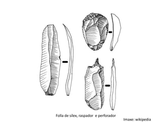 Folla de sílex, raspador e perforador
                                        Imaxe: wikipedia
 