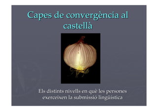 Capes de convergència al
        castellà




  Els distints nivells en què les persones
    exerceixen la submissió lingüística
