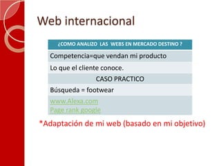 Web internacional*Adaptación de mi web (basado en mi objetivo)