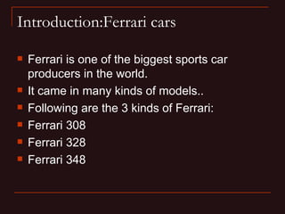 Introduction:Ferrari cars ,[object Object],[object Object],[object Object],[object Object],[object Object],[object Object]