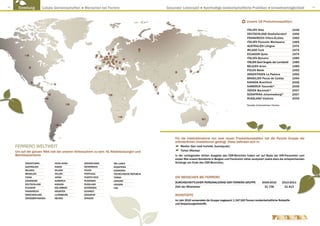 10
       Einleitung      Lokale Gemeinschaften ● Menschen bei Ferrero                           Gesunder Lebensstil ● Nachhaltige landwirtschaftliche Praktiken ● Umweltverträglichkeit                      11




                                                                                                                                                           Unsere 18 Produktionsstätten:

                                                                                                                                                            ITALIEN Alba                         1946
                                                                                                                                                            DEUTSCHLAND Stadtallendorf           1956
                                                                                                                                                            FRANKREICH Villers-Écalles           1960
                                                                                                                                                            ITALIEN Pozzuolo Martesana           1965
                                                                                                                                                            AUSTRALIEN Lithgow                   1974
                                                                                                                                                            IRLAND Cork                          1975
                                                                                                                                                            ECUADOR Quito                        1975
                                                                                                                                                            ITALIEN Balvano                      1985
                                                                                                                                                            ITALIEN Sant’Angelo dei Lombardi     1985
                                                                                                                                                            BELGIEN Arlon                        1989
                                                                                                                                                            POLEN Belsk                          1992
                                                                                                                                                            ARGENTINIEN La Pastora               1992
                                                                                                                                                            BRASILIEN Pocos de Caldas            1994
                                                                                                                                                            KANADA Brantford                     2006
                                                                                                                                                            KAMERUN Yaoundé*                     2006
                                                                                                                                                            INDIEN Baramati*                     2007
                                                                                                                                                            SÜDAFRIKA Johannesburg*              2007
                                                                                                                                                            RUSSLAND Vladimir                    2009

                                                                                                                                                           *Soziale Unternehmen Ferrero




                                                                                                   Für die Inbetriebnahme von zwei neuen Produktionsstätten hat die Ferrero Gruppe die
                                                                                                   erforderlichen Investitionen getätigt. Diese befinden sich in:
     FERRERO WELTWEIT                                                                                  Mexiko (San José Iturbide, Guanajuato)
     Um auf der ganzen Welt nah bei unseren Verbrauchern zu sein: 41 Niederlassungen und               Türkei (Manisa)
     Betriebsstandorte                                                                             In der vorliegenden dritten Ausgabe des CSR-Berichtes haben wir auf Basis der GRI-Parameter zum
                                                                                                   ersten Mal unsere Standorte in Belgien und Frankreich näher analysiert (siehe dazu die entsprechenden
           ARGENTINIEN         HONG KONG          NIEDERLANDE         SRI LANKA                    Anhänge am Ende des CSR-Berichtes).
           AUSTRALIEN          INDIEN             ÖSTERREICH          SÜDAFRIKA
           BELGIEN             IRLAND             POLEN               SÜDKOREA
           BRASILIEN           ITALIEN            PORTUGAL            TSCHECHISCHE REPUBLIK
           CHINA               JAPAN              PUERTO RICO         TÜRKEI                       DIE MENSCHEN BEI FERRERO
           DÄNEMARK            KAMERUN            RUMÄNIEN            UKRAINE
                                                                                                   DURCHSCHNITTLICHER PERSONALSTAND DER FERRERO GRUPPE	 2009-2010	2010-2011
           DEUTSCHLAND         KANADA             RUSSLAND            UNGARN
           ECUADOR             KOLUMBIEN          SCHWEDEN            USA                          Zahl der Mitarbeiter	                                 21.736	   21.913
           FRANKREICH          KROATIEN           SCHWEIZ
           GRIECHENLAND        LUXEMBURG          SINGAPUR                                         ROHSTOFFE
           GROSSBRITANNIEN     MEXIKO             SPANIEN
                                                                                                   Im Jahr 2010 verwendete die Gruppe insgesamt 1.347.165 Tonnen landwirtschaftliche Rohstoffe
                                                                                                   und Verpackungsrohstoffe.
 