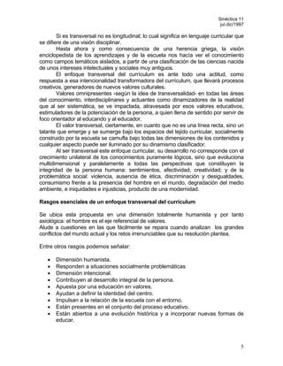 LA TRANSVERSALIDAD DEL CURRICULUM*Rita Ferrini | PDF