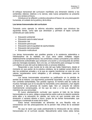 LA TRANSVERSALIDAD DEL CURRICULUM*Rita Ferrini | PDF