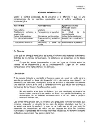 LA TRANSVERSALIDAD DEL CURRICULUM*Rita Ferrini | PDF