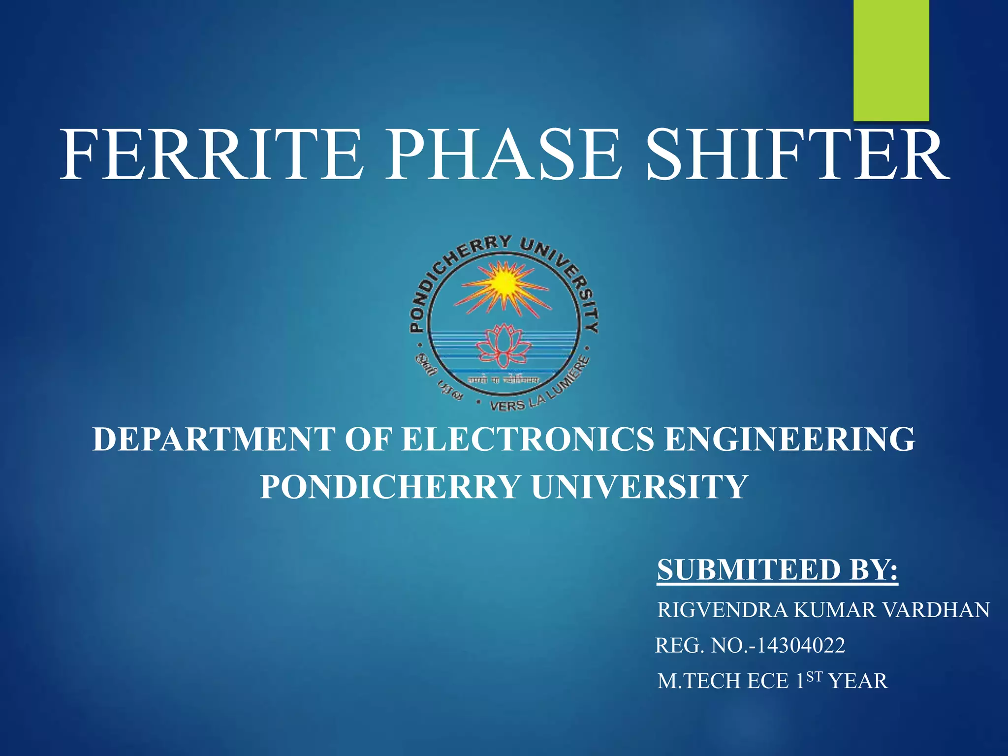Ferrite Phase Shifter Guide PPT