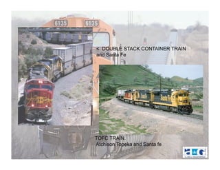 < DOUBLE STACK CONTAINER TRAIN
and Santa Fe




TOFC TRAIN.
Atchison Topeka and Santa fe
 