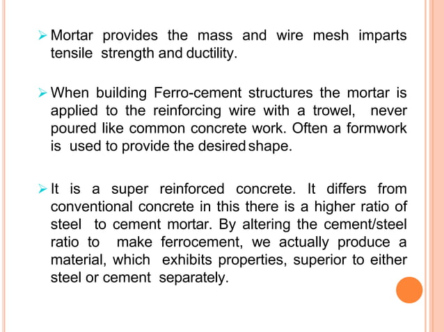 Ferrocement | PPTX | Geology | Science