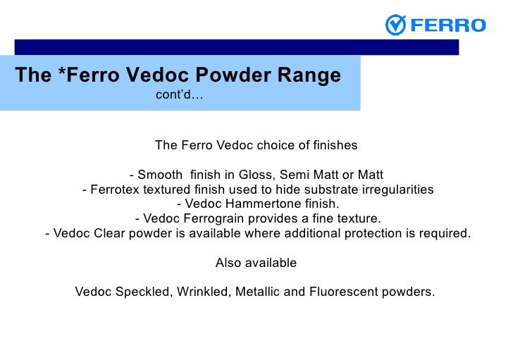 Ferro Powder Coating Colour Chart