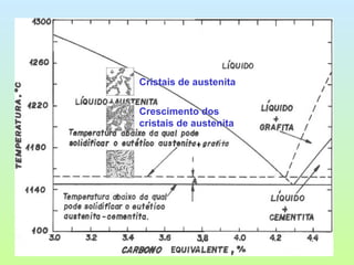 Ferros fundidos Cristais de austenita Crescimento dos cristais de austenita 