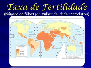 Taxa de Fertilidade
(Número de filhos por mulher de idade reprodutiva)
 