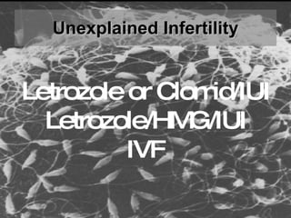 Unexplained Infertility Letrozole or Clomid/IUI Letrozole/HMG/IUI IVF 