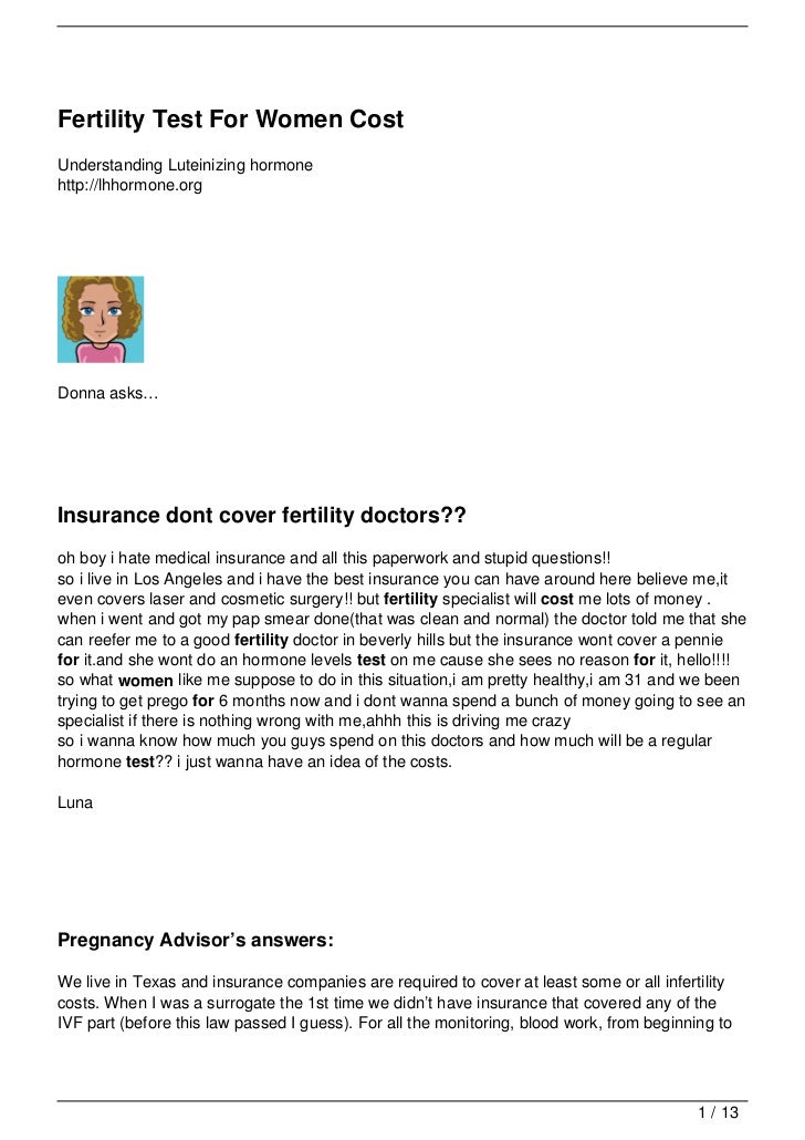 Fertility Test For Women Cost