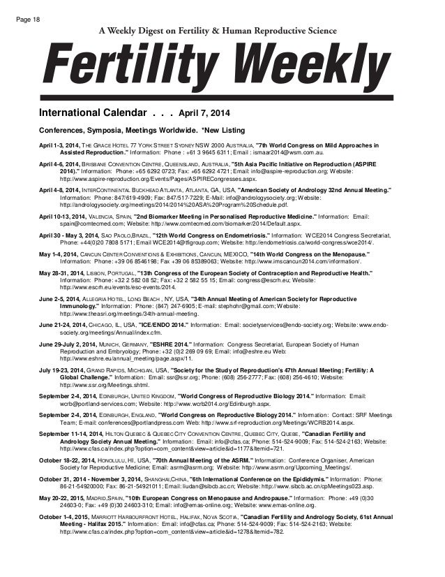 Fertility Week Calendar April 14