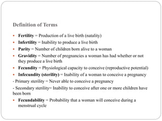 Fertility and its indicators