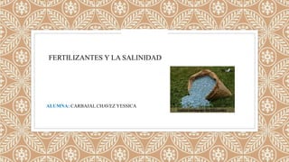FERTILIZANTES Y LA SALINIDAD
ALUMNA: CARBAJAL CHAVEZ YESSICA
 