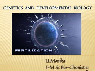 GENETICS AND DEVELOPMENTAL BIOLOGY
U.Monika
I-M.Sc Bio-Chemistry
 